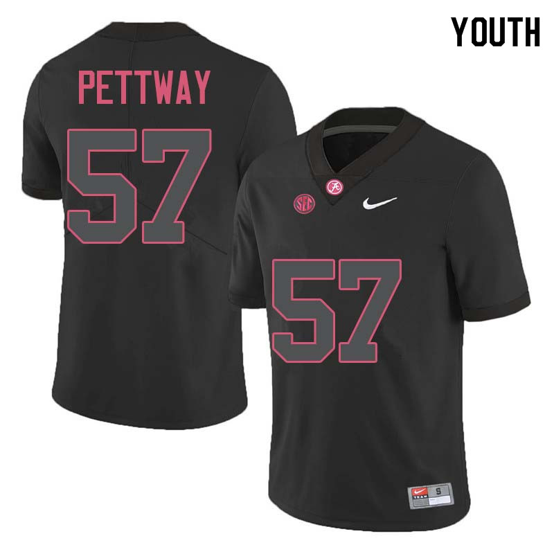 Youth #57 D.J. Pettway Alabama Crimson Tide College Football Jerseys Sale-Black